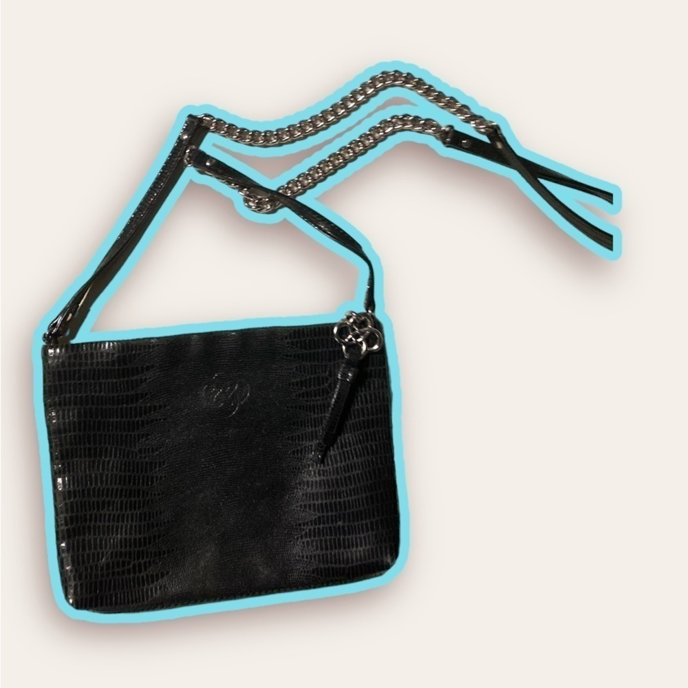 Stella& Dot Black Crossbody Bag Purse Chain Link Strap​​​​